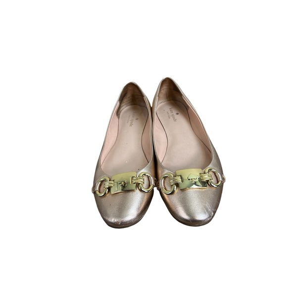 Kate Spade Phoebe Metallic Leather Flats Size 8 | Rose Gold Ballet Flats - Picture 3 of 8